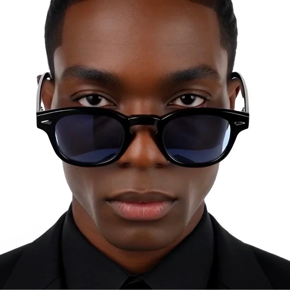 Blue‎ Lens Sunglasses Round Frame Retro Style Men's Fashion Lentes Gafas Humbres